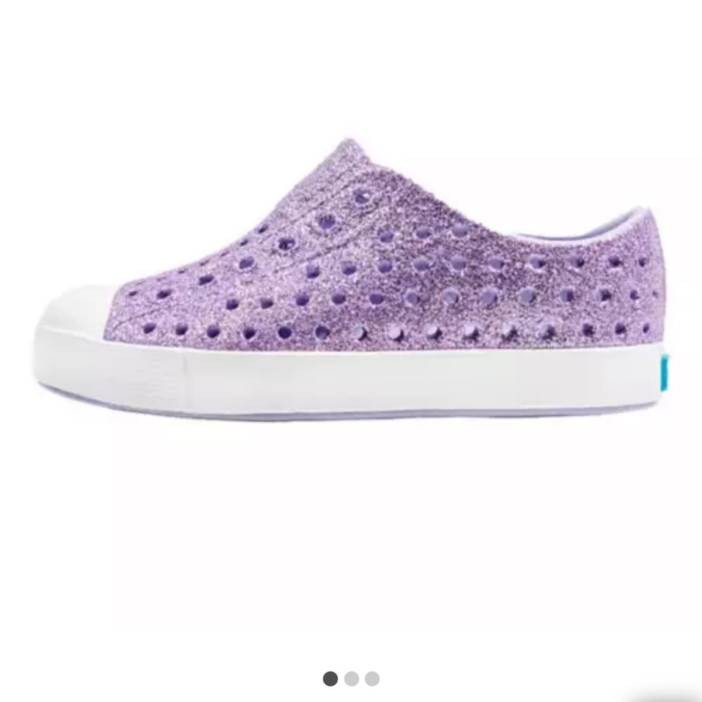 Native Shoes Jefferson Bling. Glitter purple, big kid size 4.